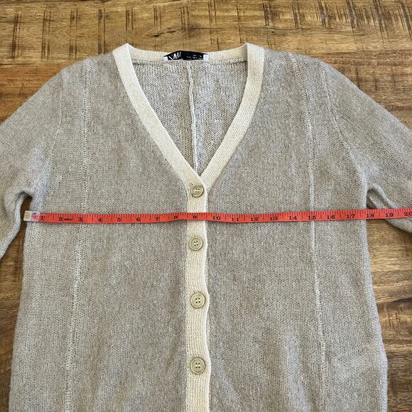 Zara Cardigan Sweater Women M Alpaca Wool Blend Open Knit Quiet Luxury Old Money - Picture 12 of 14